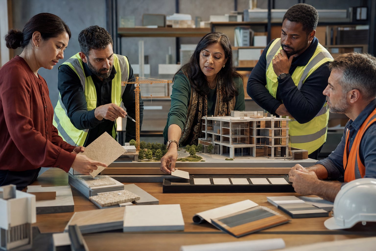 Experienced project manager facilitating a delivery decision while an AI tool prepares a draft status summary