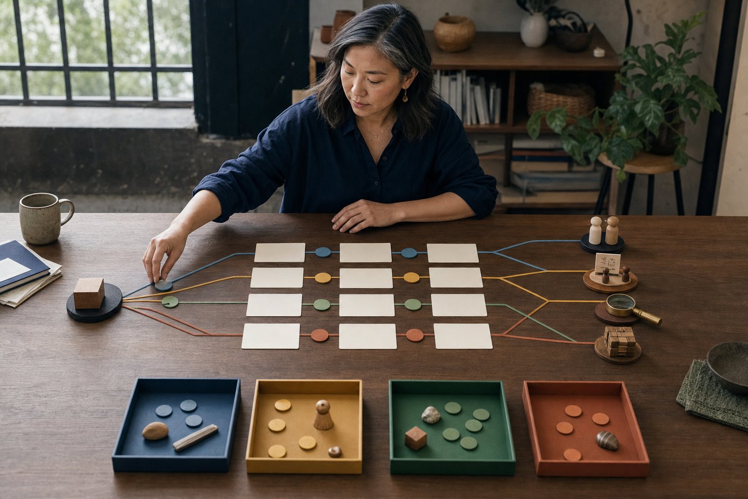 Experienced worker sorting project evidence into transferable skills and destination job tasks